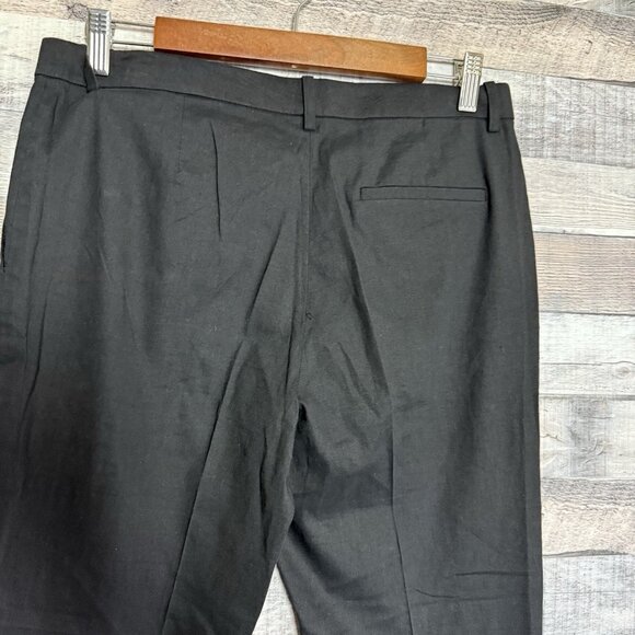 Theory Tailor Trouser C_ECO Linen Blend Pants Womens Size 6 Black Cropped - Picture 3 of 10